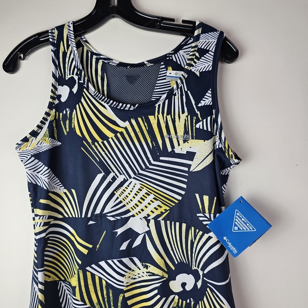 Columbia Womens Medium NWT $50 Midway Bay Sleeveless Dress Blue Yellow Hawaiian - Picture 6 of 12